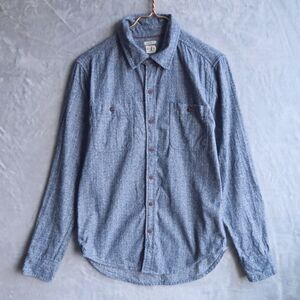 BRIDGE & BURN Navy Heather Stripe Shirt Size S Winslow Flannel Standard Cotton